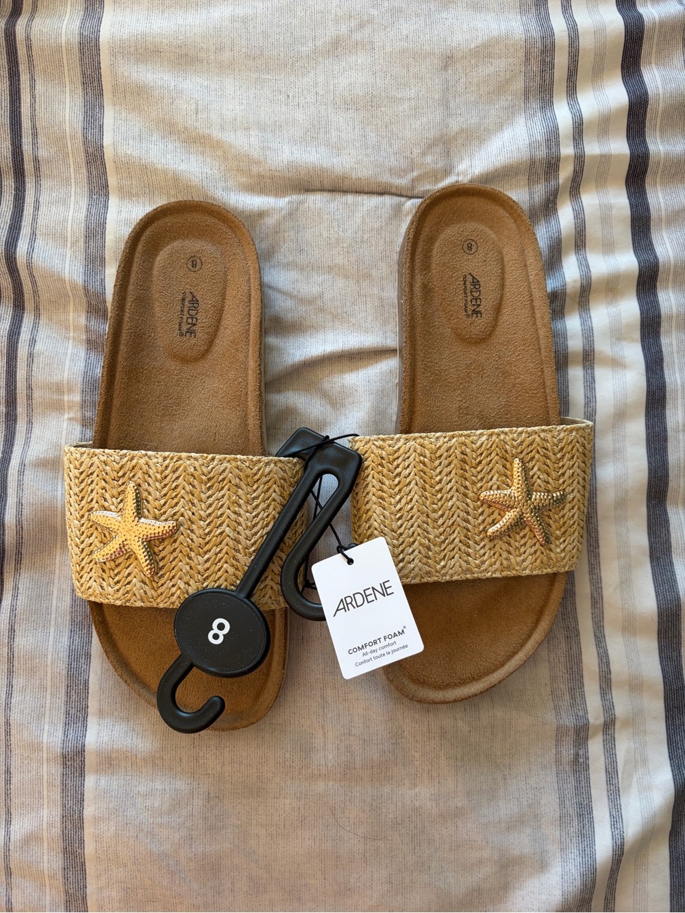 Ardene Tan Raffia Starfish Slide Sandals